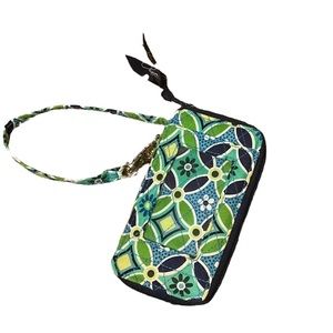 VERA BRADLEY Small Wristlet Size Pockets Card Holders Small Phone Blue Green